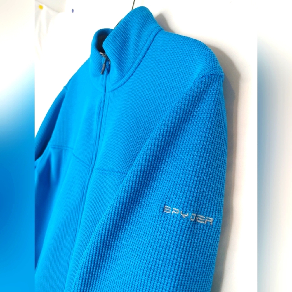 Spyder Men's/Boys Sky Blue Knit Fleece Full Zipper Sweater Jacket Sz XL Large
